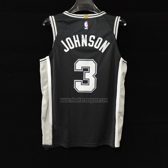 Camiseta San Antonio Spurs Keldon Johnson NO 3 Icon Autentico Negro